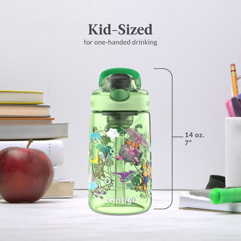 slide 5 of 6, Contigo 14oz Plastic Paw Patrol Kids' Dino Treks Aubrey Cleanable Autospout Water Bottle Green, 14 oz