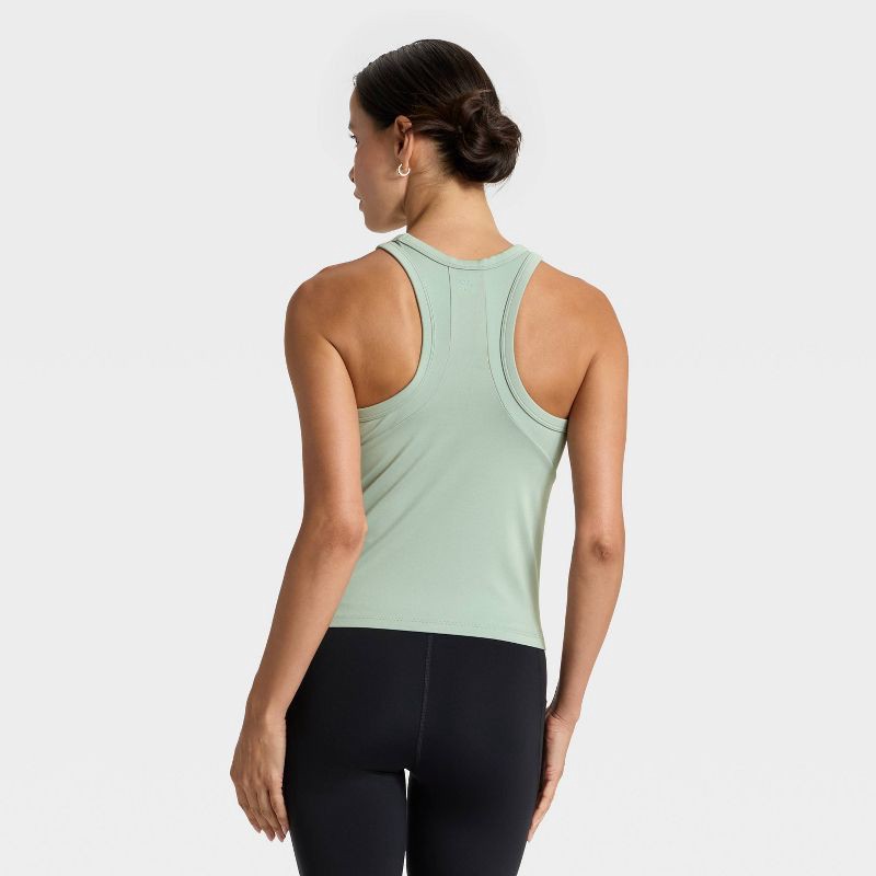 slide 4 of 5, Women's High Neck Racerback Tank Top - All In Motion™ Sage Green L, 1 ct