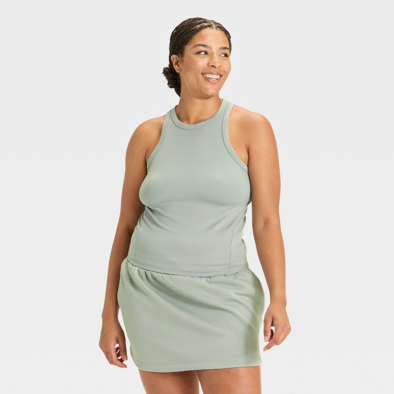 slide 3 of 5, Women's High Neck Racerback Tank Top - All In Motion™ Sage Green L, 1 ct