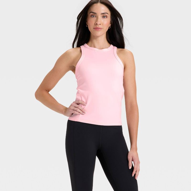 slide 3 of 5, Women's High Neck Racerback Tank Top - All In Motion™ Light Pink XL, 1 ct
