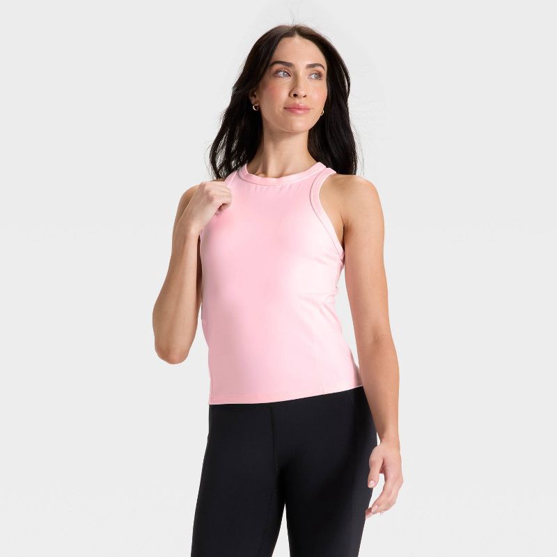 slide 1 of 5, Women's High Neck Racerback Tank Top - All In Motion™ Light Pink XL, 1 ct