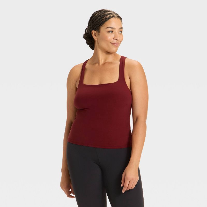 slide 4 of 5, Women's Everyday Soft Square Neck Tank Top - All In Motion™ Maroon XS, 1 ct