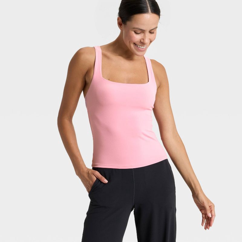 slide 3 of 5, Women's Everyday Soft Square Neck Tank Top - All In Motion™ Mauve S, 1 ct