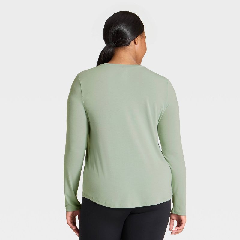 slide 2 of 5, Women's Beyond Ease Legging Friendly Long Sleeve Top - All In Motion™ Sage Green S, 1 ct