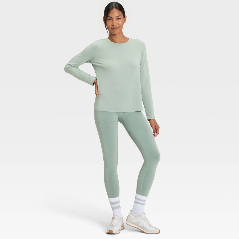 slide 2 of 5, Women's Beyond Ease Legging Friendly Long Sleeve Top - All In Motion™ Sage Green M, 1 ct