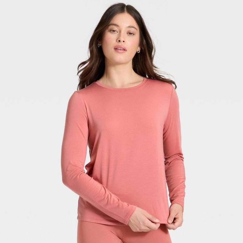 slide 3 of 5, Women's Beyond Ease Legging Friendly Long Sleeve Top - All In Motion™ Rose Pink XS, 1 ct