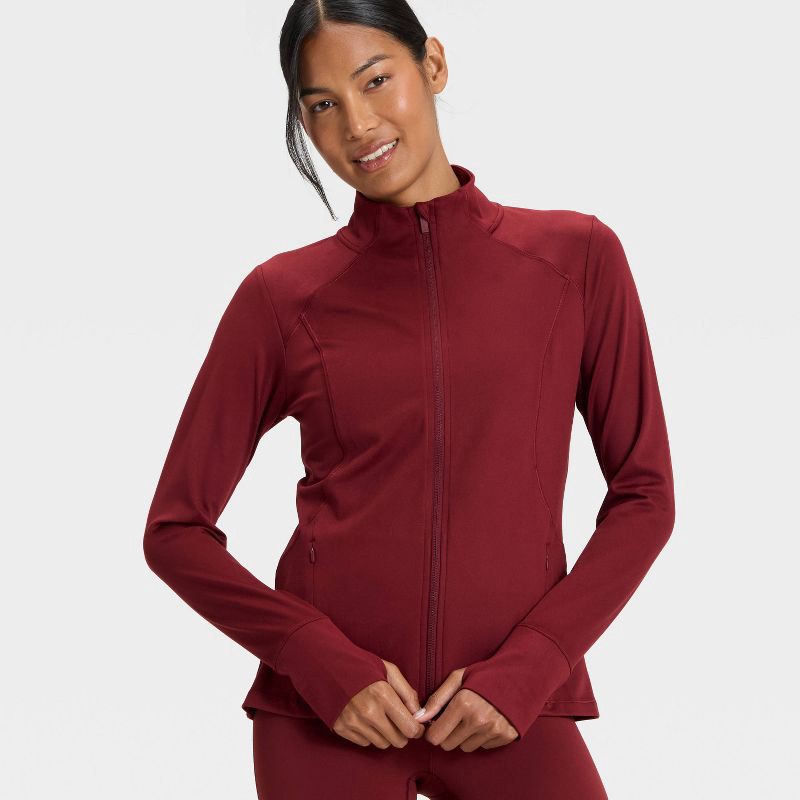 slide 3 of 5, Women's Full Zip Jacket - All In Motion™ Maroon M, 1 ct