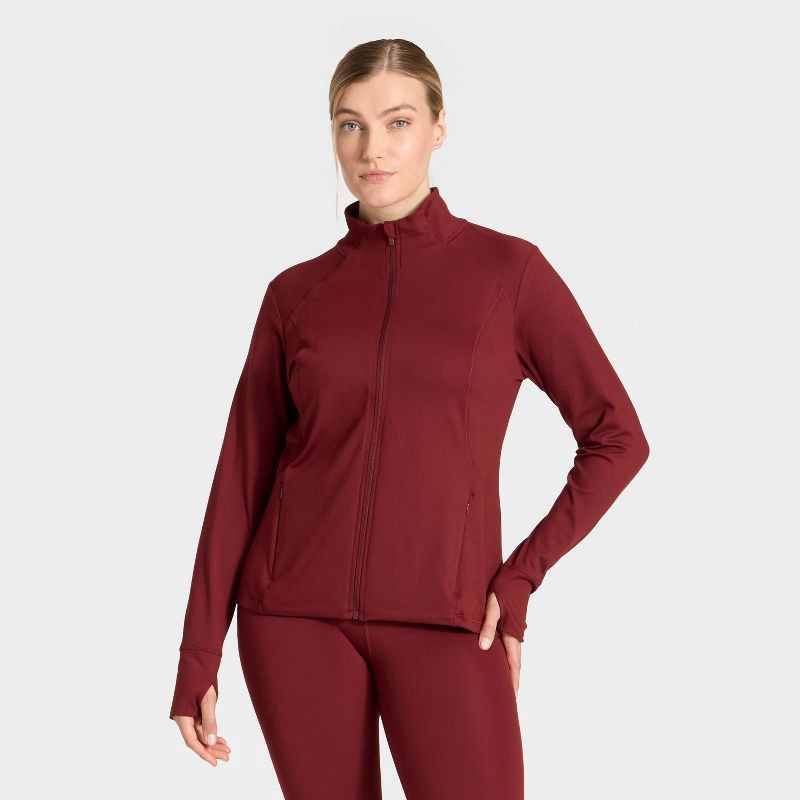 slide 4 of 5, Women's Full Zip Jacket - All In Motion™ Maroon M, 1 ct