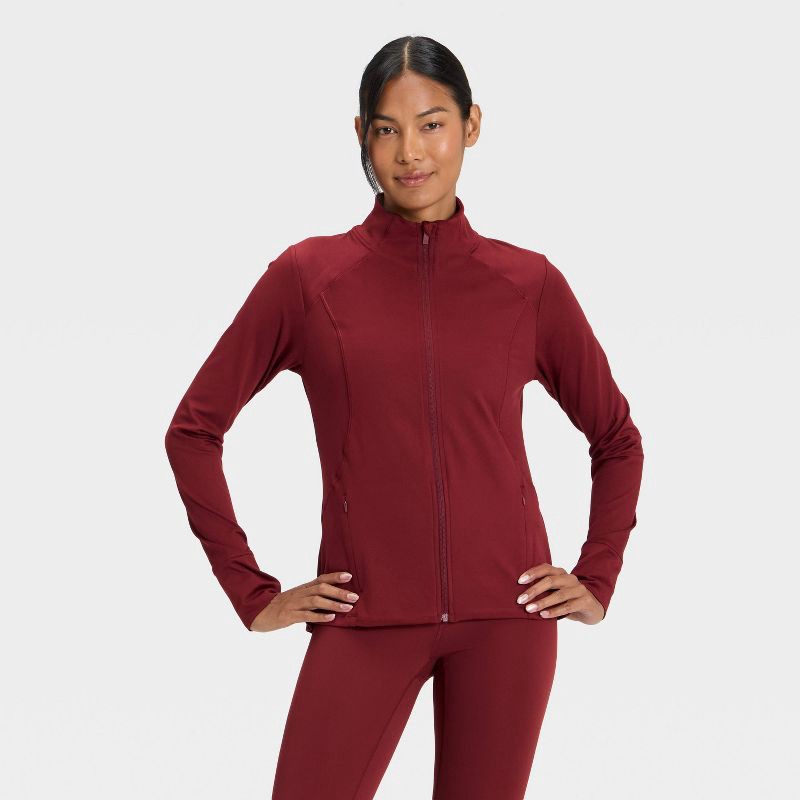 slide 1 of 5, Women's Full Zip Jacket - All In Motion™ Maroon L, 1 ct