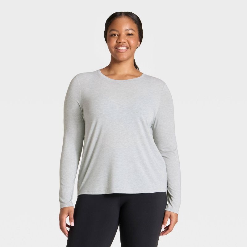 slide 4 of 5, Women's Beyond Ease Legging Friendly Long Sleeve Top - All In Motion™ Heathered Gray XS, 1 ct