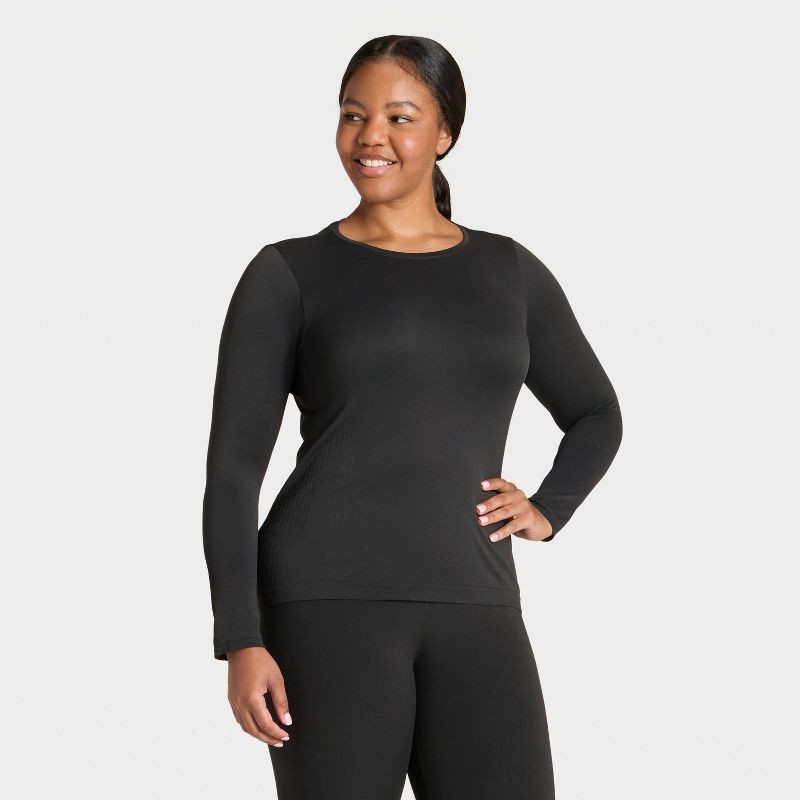 slide 4 of 5, Women's Seamless Long Sleeve Top - All In Motion™ Black XS, 1 ct