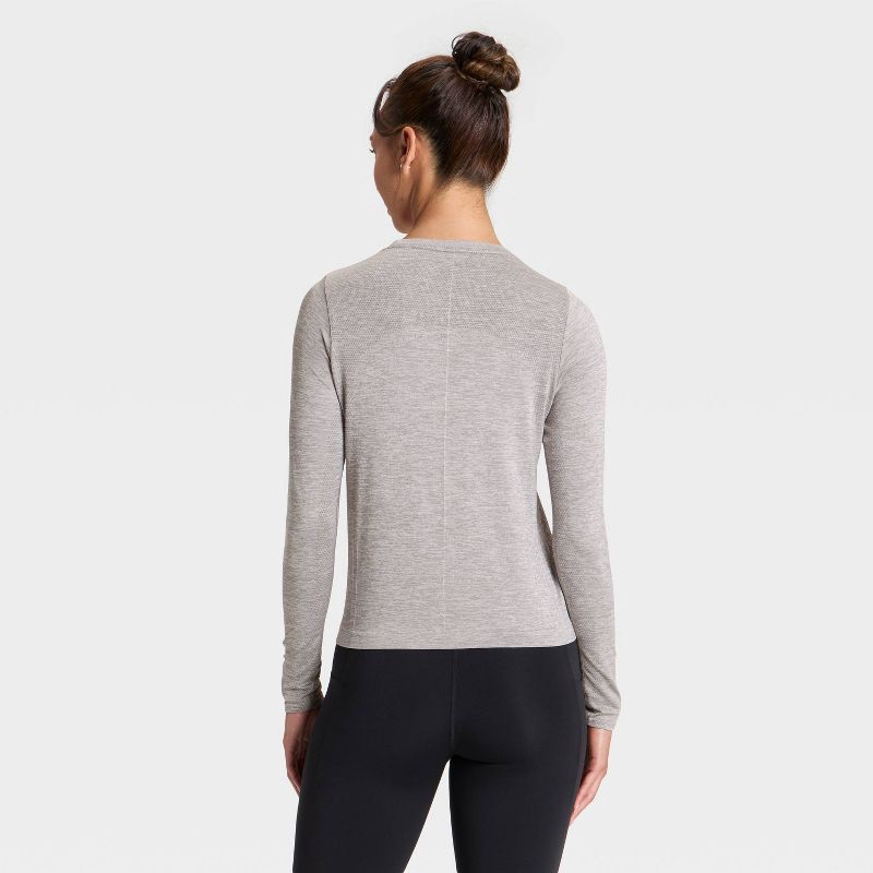 slide 5 of 5, Women's Seamless Long Sleeve Top - All In Motion™ Heathered Gray S, 1 ct
