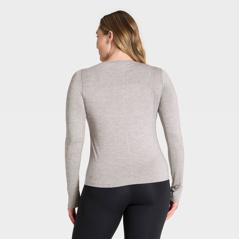 slide 2 of 5, Women's Seamless Long Sleeve Top - All In Motion™ Heathered Gray L, 1 ct