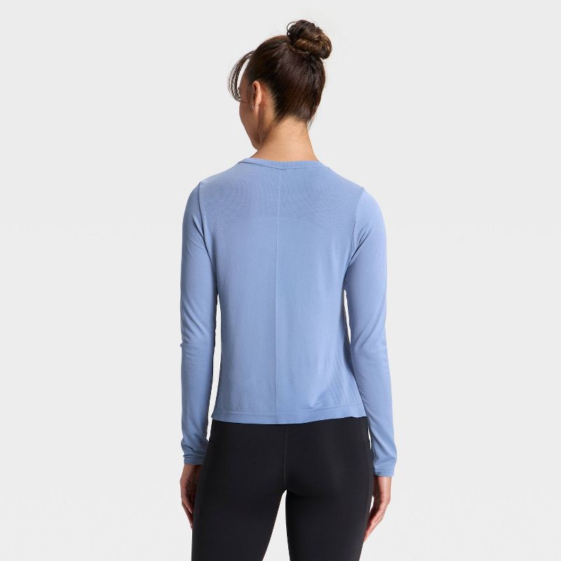 slide 3 of 5, Women's Seamless Long Sleeve Top - All In Motion™ Slate Blue M, 1 ct