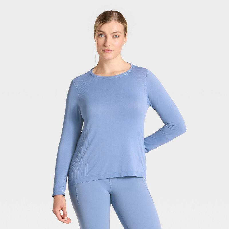 slide 2 of 5, Women's Seamless Long Sleeve Top - All In Motion™ Slate Blue M, 1 ct