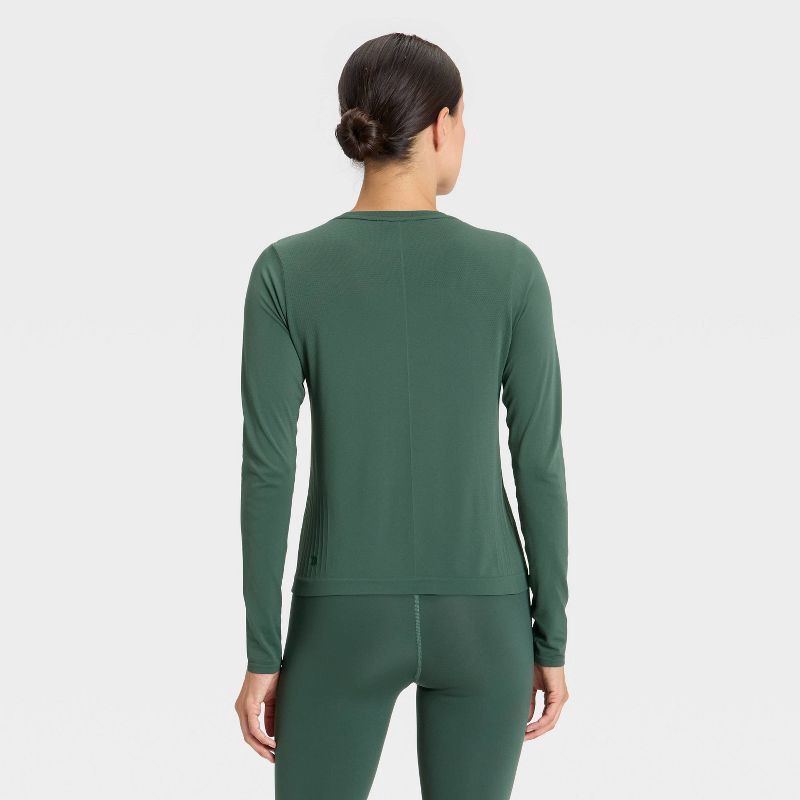 slide 2 of 5, Women's Seamless Long Sleeve Top - All In Motion™ Dark Green M, 1 ct