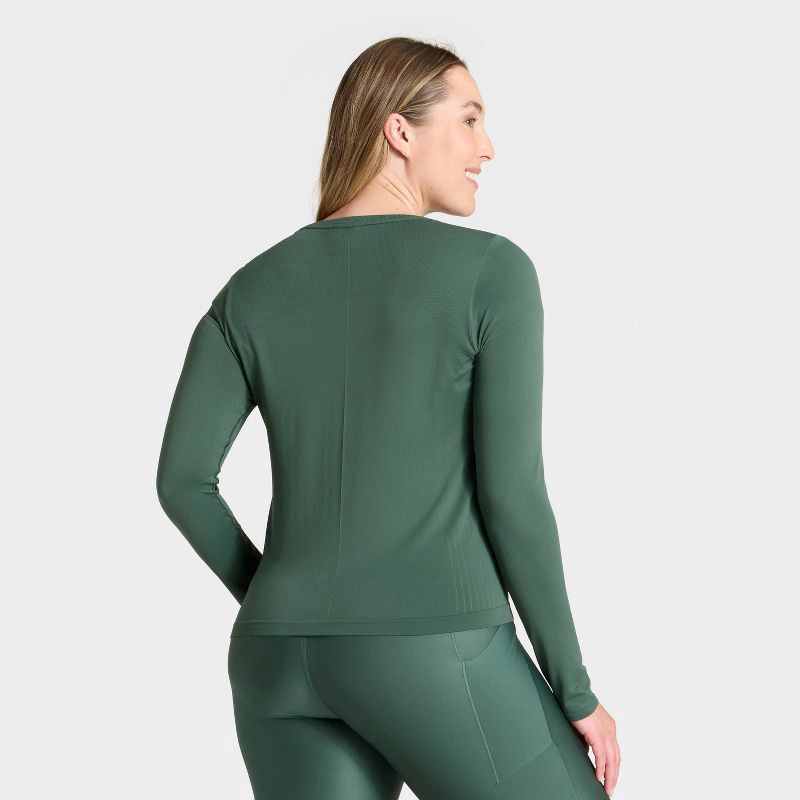 slide 5 of 5, Women's Seamless Long Sleeve Top - All In Motion™ Dark Green M, 1 ct