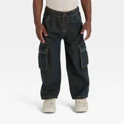 Toddler Boys' Cargo Denim Pants - Cat & Jack™ Dark Wash 3T