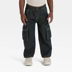 Toddler Boys' Cargo Denim Pants - Cat & Jack™ Dark Wash 5T