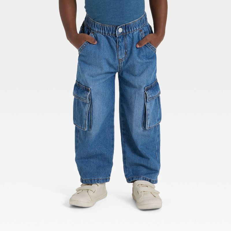 slide 1 of 3, Toddler Boys' Cargo Denim Pants - Cat & Jack™ Medium Wash 5T, 1 ct