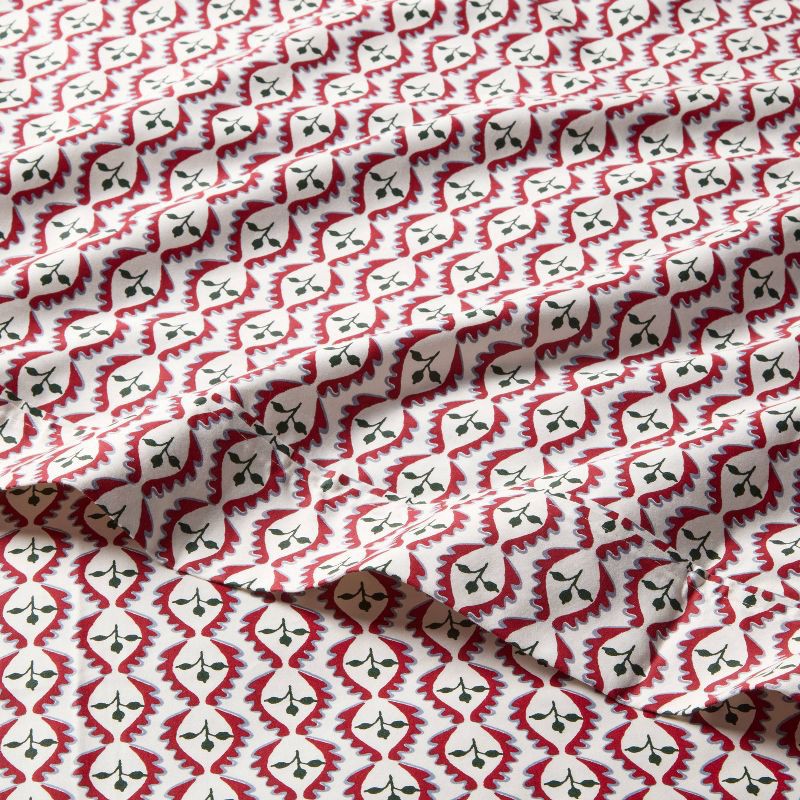 slide 3 of 4, Queen 400 Thread Count Christmas Holiday Performance Sheet Set Woodblock Leaf - Threshold™, 1 ct