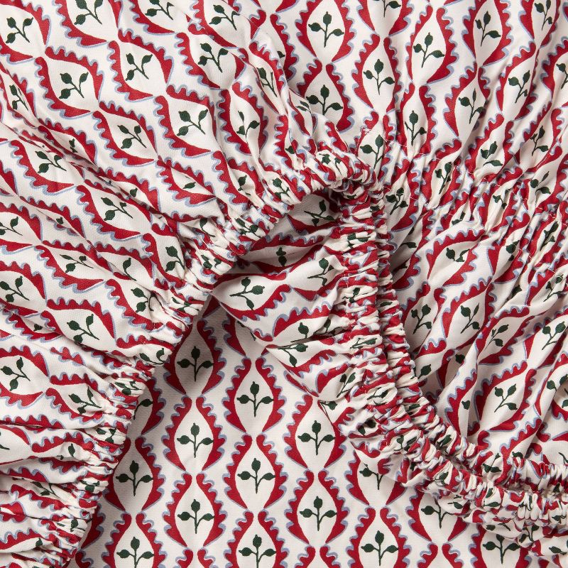 slide 4 of 4, Queen 400 Thread Count Christmas Holiday Performance Sheet Set Woodblock Leaf - Threshold™, 1 ct