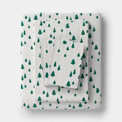 Twin Christmas Holiday Flannel Sheet Set Tree Scene - Wondershop™