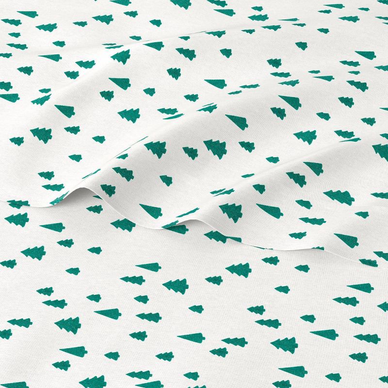 slide 3 of 4, Queen Christmas Holiday Flannel Sheet Set Tree Scene - Wondershop™, 1 ct