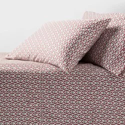 King 400 Thread Count Christmas Holiday Performance Sheet Set Woodblock Leaf - Threshold™