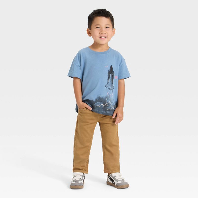 slide 3 of 3, Toddler Boys' Straight Fit Denim Pants - Cat & Jack™ Khaki 4T, 1 ct