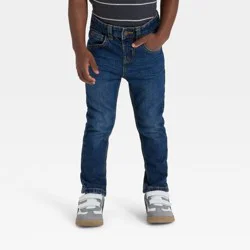 Toddler Boys' Button Front Slim Fit Denim Pants - Cat & Jack™ Dark Wash 18M