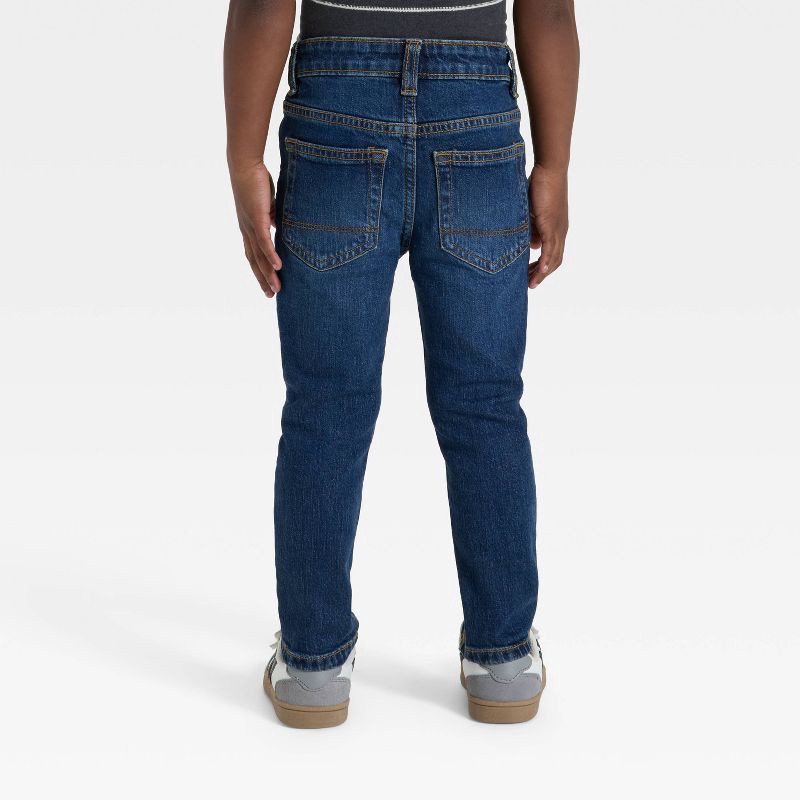 slide 2 of 3, Toddler Boys' Button Front Slim Fit Denim Pants - Cat & Jack™ Dark Wash 3T, 1 ct