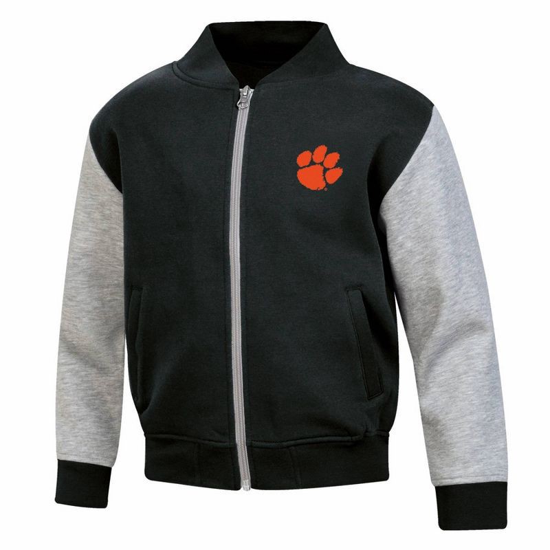 slide 1 of 3, NCAA Clemson Tigers Boys' Buffalo Checkered Fleece T-Shirt - M: Cotton-Polyester Blend, Zip-Off Hood, 1 ct