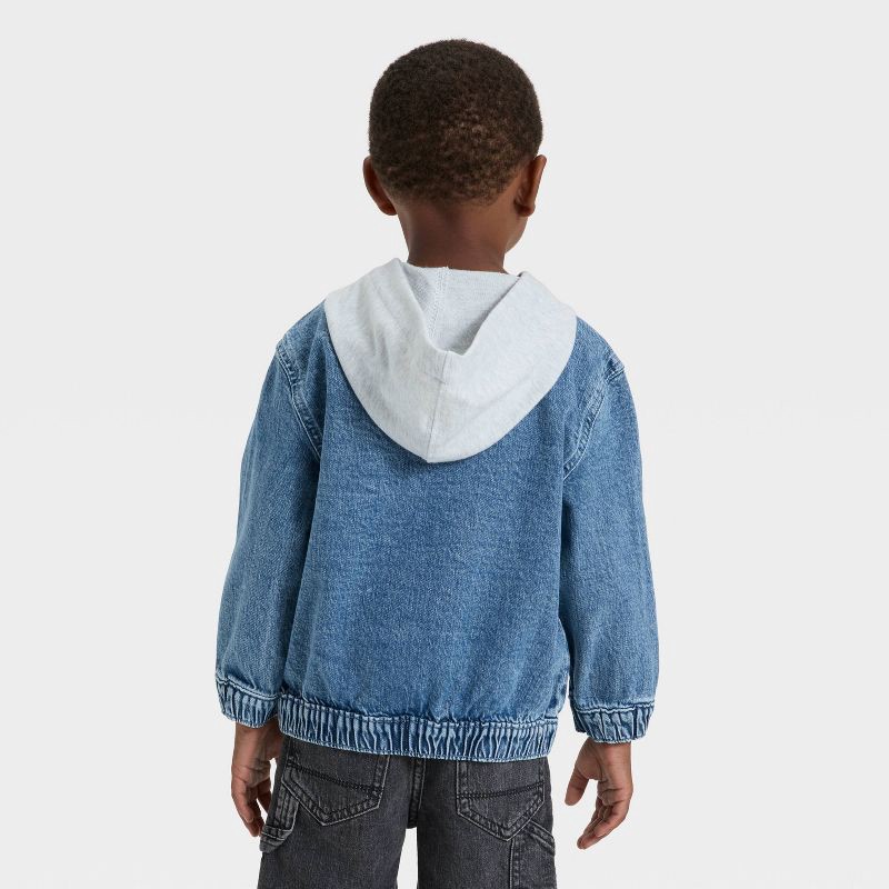 slide 2 of 3, Toddler Boys' Denim Hooded Jacket - Cat & Jack™ Medium Wash 3T, 1 ct