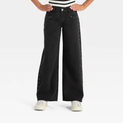 Girls' Mid-Rise Slouchy Straight Leg Jeans - art class™ Black Wash 5