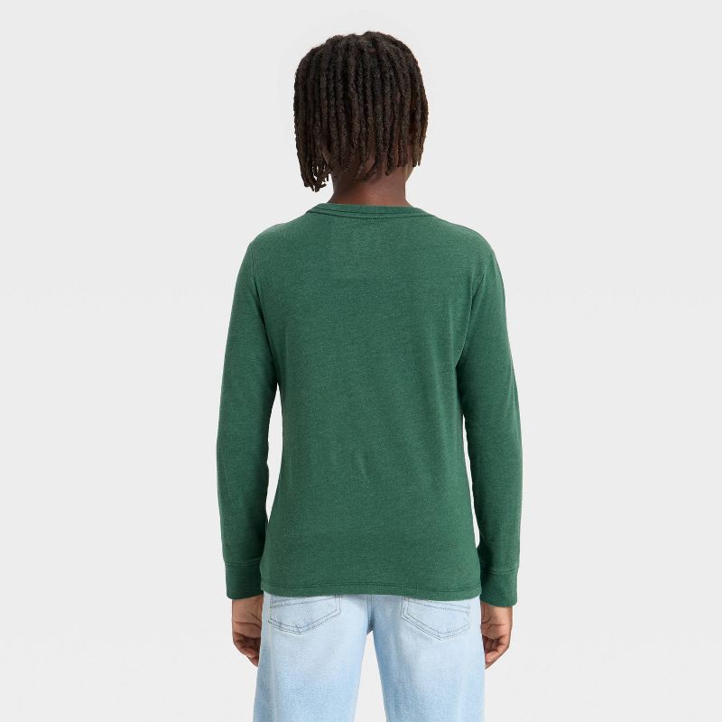 slide 2 of 3, Boys' Long Sleeve Washed Pocket T-Shirt - Cat & Jack™ Green XS, 1 ct