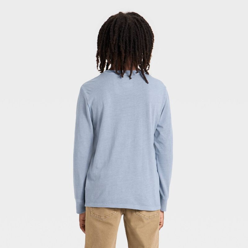 slide 2 of 3, Boys' Long Sleeve Washed Pocket T-Shirt - Cat & Jack™ Light Blue XL, 1 ct