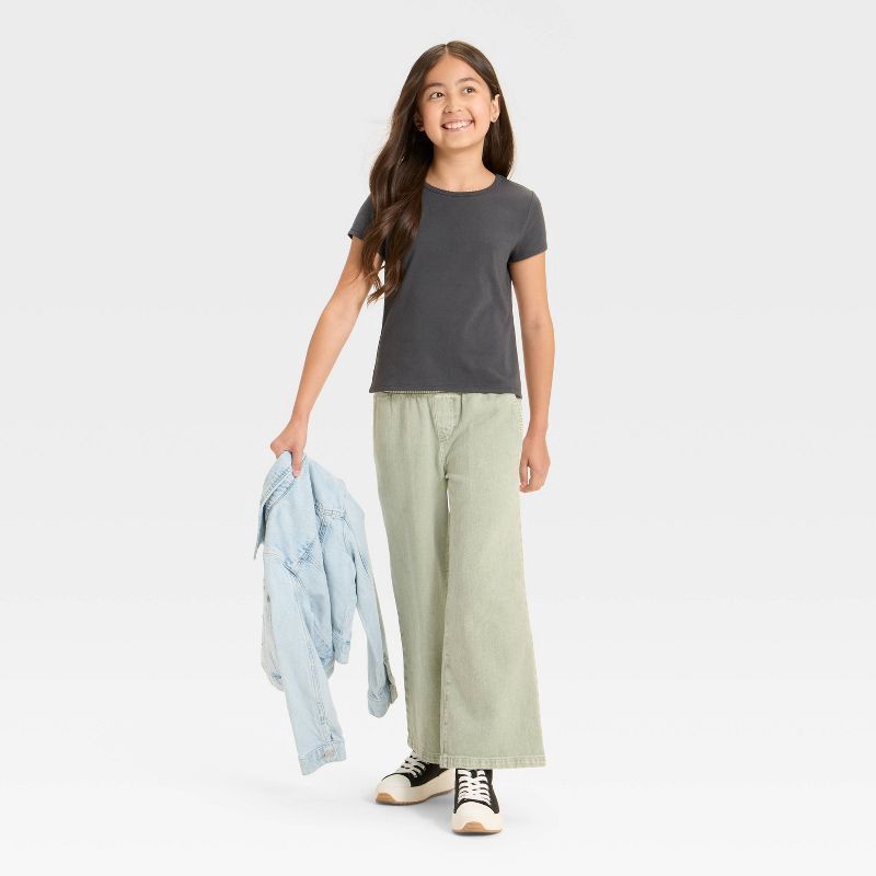 slide 3 of 3, Girls' Short Sleeve Fitted T-Shirt - Cat & Jack™ Charcoal Gray XS, 1 ct