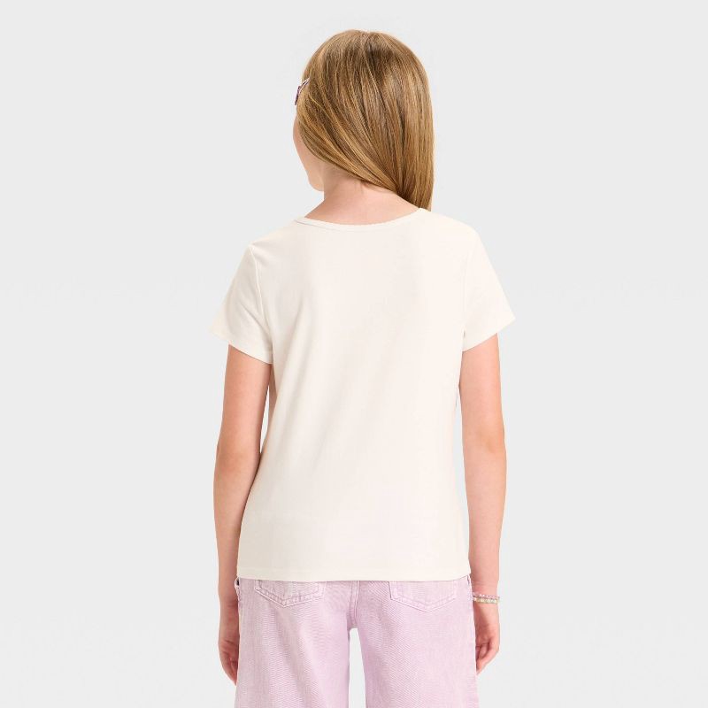 slide 2 of 3, Girls' Short Sleeve Fitted T-Shirt - Cat & Jack™ Light Cream L, 1 ct