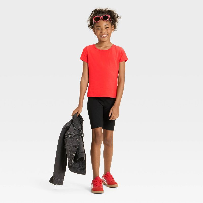 slide 3 of 3, Girls' Short Sleeve Fitted T-Shirt - Cat & Jack™ Red M, 1 ct