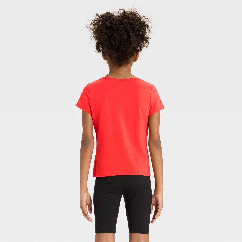 slide 3 of 3, Girls' Short Sleeve Fitted T-Shirt - Cat & Jack™ Red L, 1 ct