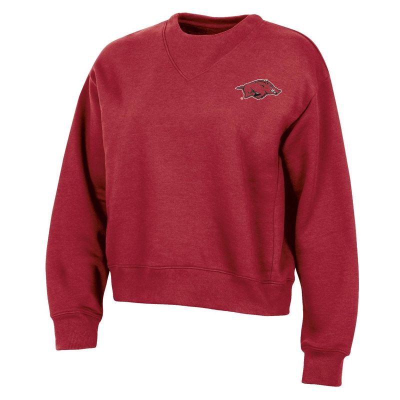 slide 1 of 3, NCAA Arkansas Razorbacks Women's Fashion Fleece Sweatshirt - M: Cotton-Polyester Blend, Crew Neck, Long Sleeve, 1 ct