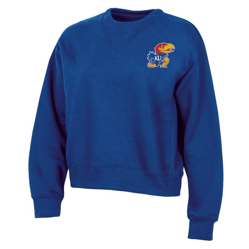 slide 1 of 3, NCAA Kansas Jayhawks Women's Fashion Fleece Sweatshirt - L, 1 ct