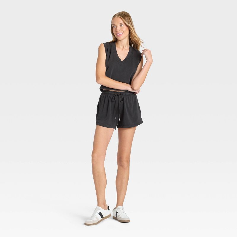 slide 3 of 3, Women's Mid-Rise Fleece Jogger Shorts - Universal Thread™ Black S, 1 ct