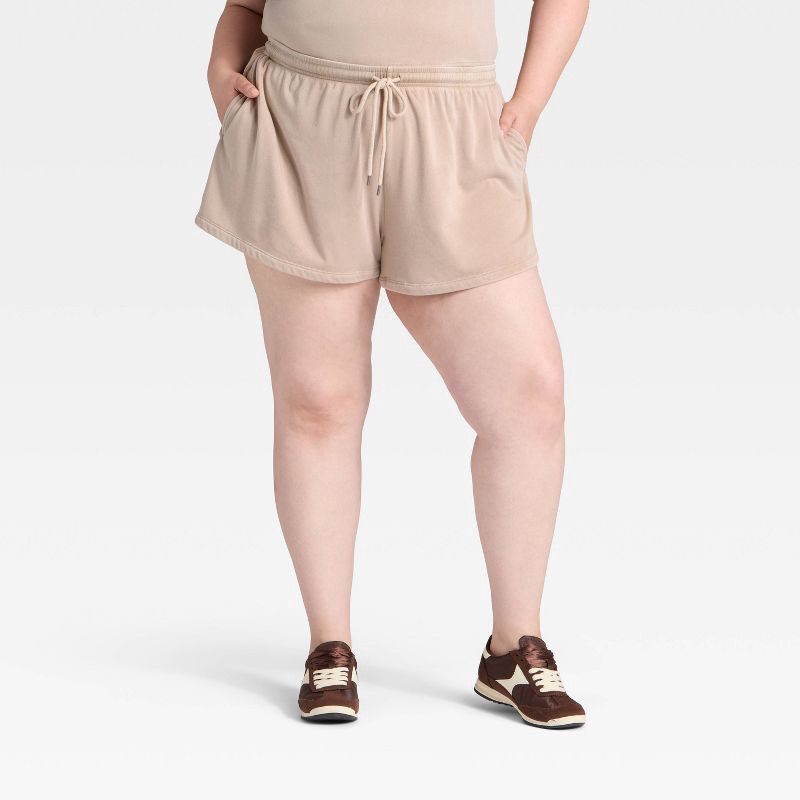 slide 1 of 3, Women's Mid-Rise Fleece Jogger Shorts - Universal Thread™ Tan XXL, 1 ct
