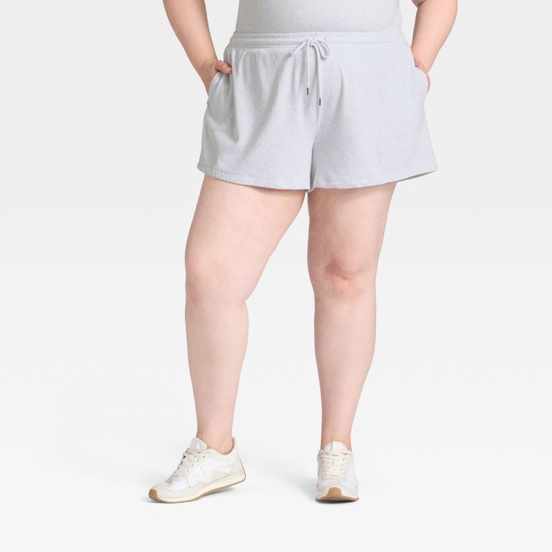 slide 1 of 3, Women's Mid-Rise Fleece Jogger Shorts - Universal Thread™ Heather Gray XXL, 1 ct