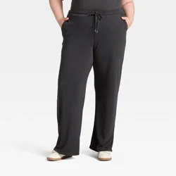 Women's High-Rise Fleece Wide Leg Sweatpants - Universal Thread™ Black XXL