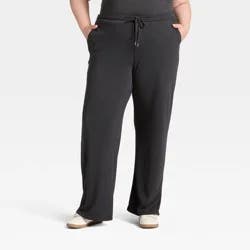Women's High-Rise Fleece Wide Leg Sweatpants - Universal Thread™ Black XXL
