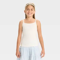 Girls' Fitted Ribbed Tank Top - Cat & Jack™ Cream XS