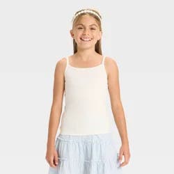 Girls' Fitted Ribbed Tank Top - Cat & Jack™ Cream L